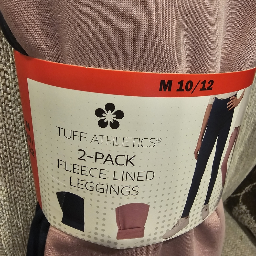 New Girls size 10/12 (Medium) 2 pack fleece lined leggings - Picture 3 of 5